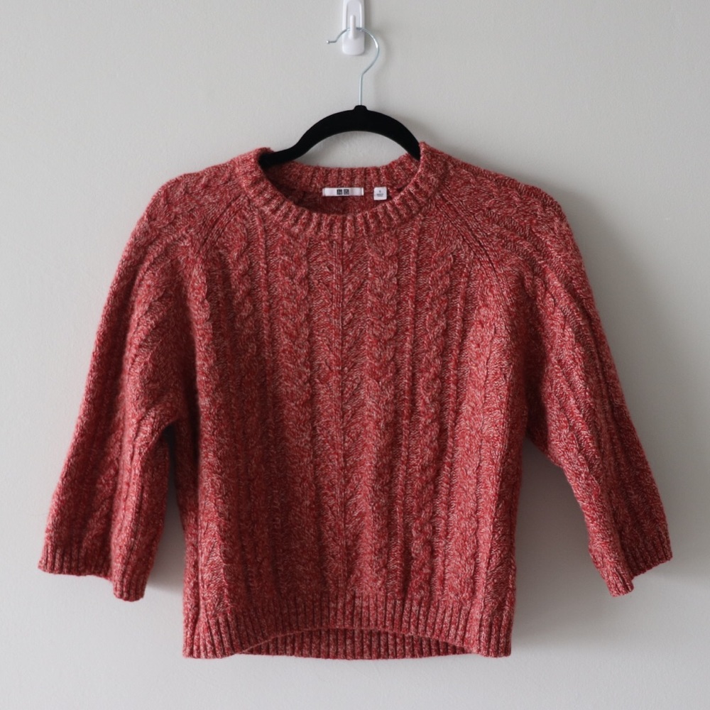 Heather Red Cable Chunky Sweater from Uniqlo